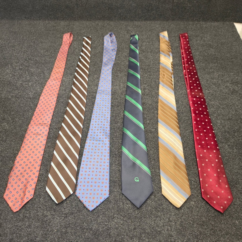 Mens Necktie Lot 6pc Gant Stafford Van Heusen Stripes Paisley Medallion Tie